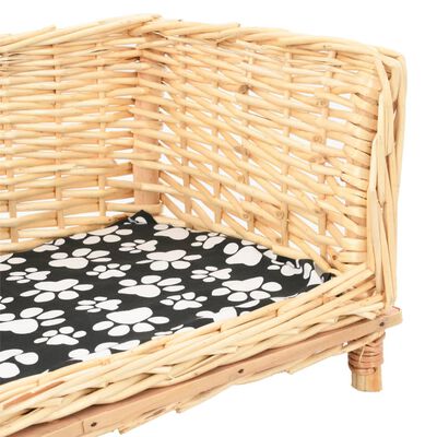 vidaXL Dog Basket with Cushion 90x54x35 cm Natural Willow