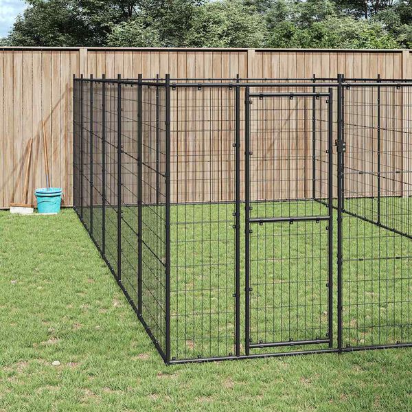 vidaXL Outdoor Dog Kennel Steel 21.78 m²
