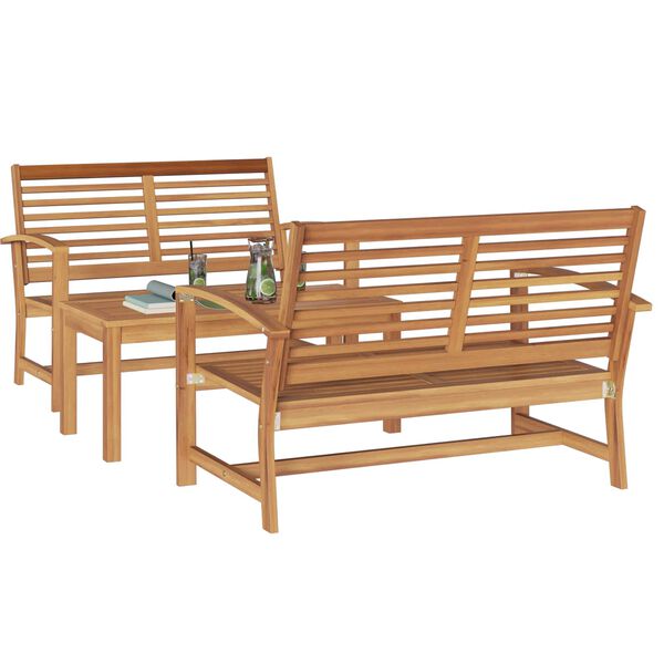 vidaXL Garden Sofa Set 3 pcs Natural Solid Teak Wood