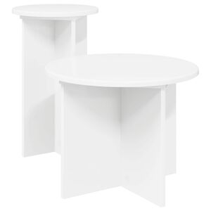 vidaXL Side Table Set with Storage 2 pcs White Engineered Wood