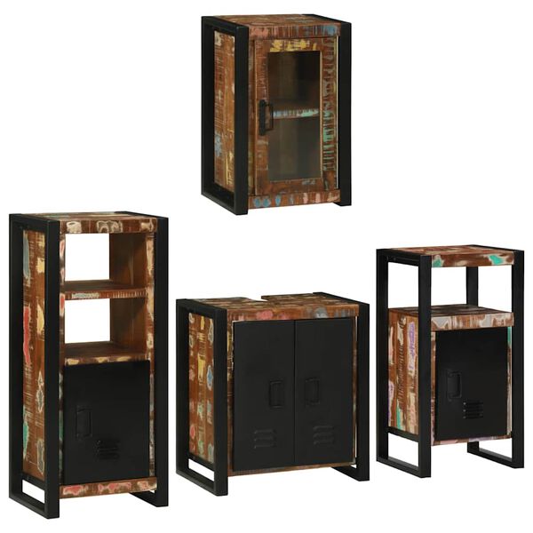 vidaXL Bathroom Furniture Set 4 pcs Multicolour Solid Reclaimed Wood