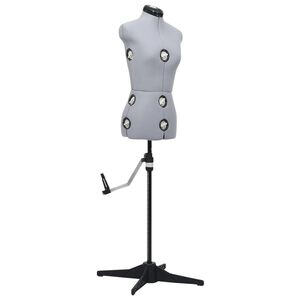 vidaXL Adjustable Dress Form Female Grey S Size 33-40