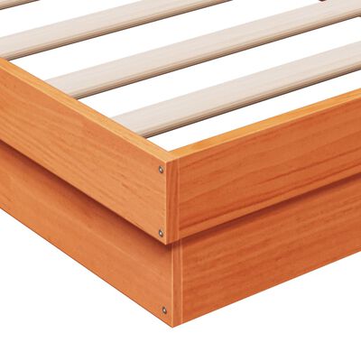 vidaXL LED Bed Frame Wax Brown 100x200 cm Solid Wood Pine