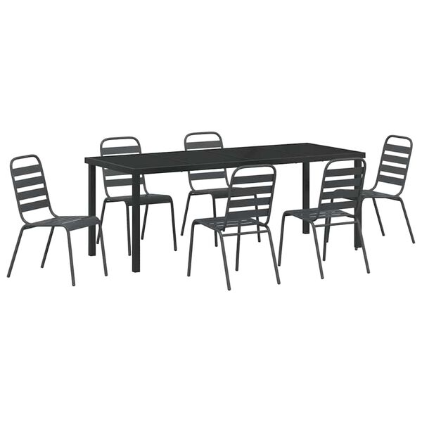 vidaXL Garden Dining Set 7 pcs Anthracite Powder-Coated Steel