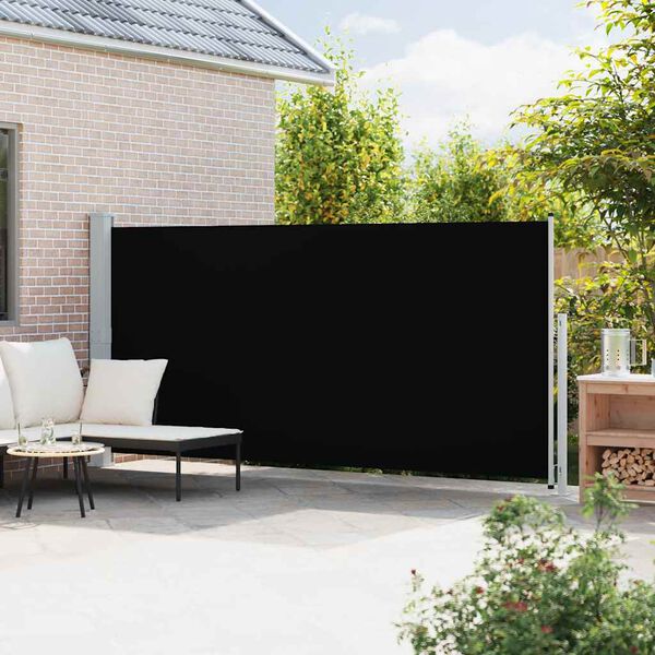vidaXL Patio Retractable Side Awning 180x500 cm Black