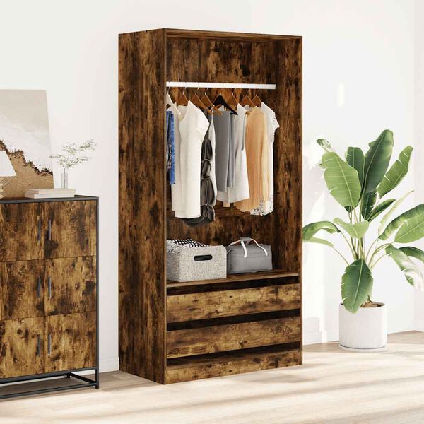 vidaXL Wardrobe Smoked Oak 100x50x200 cm Engineered Wood