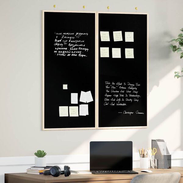 vidaXL Bulletin Board Folding Black 100 x 100 x 1.4 cm Solid pine wood
