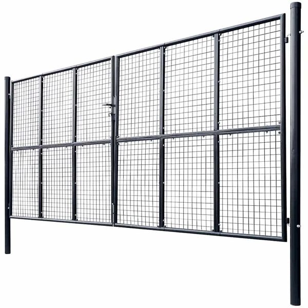vidaXL Mesh Garden Gate Galvanised Steel 400x175 cm Grey