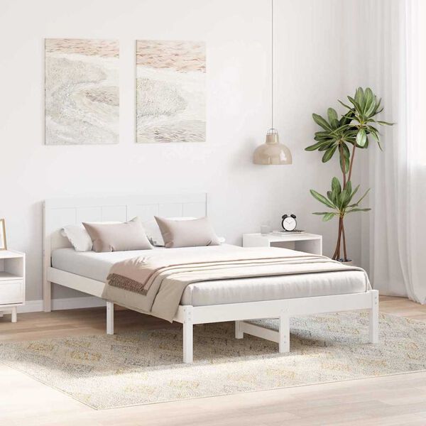 vidaXL Bed Frame White 120 x 190 cm Solid Pine wood
