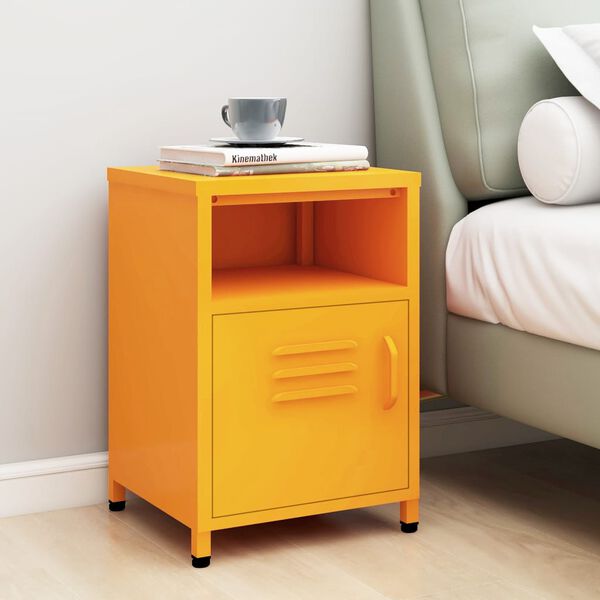 vidaXL Nightstand Mustard Yellow 35x35x51 cm Steel