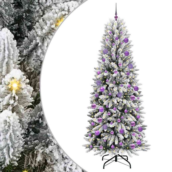 vidaXL Artificial Christmas Tree with 300 LEDs with Stand White 210 cm