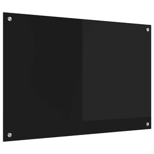vidaXL Kitchen Backsplash Black 90 x 60 cm Tempered Glass