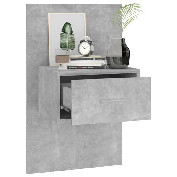 vidaXL Wall-mounted Bedside Cabinets 2 pcs Concrete Grey