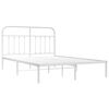vidaXL Metal Bed Frame without Mattress with Headboard White 150x200cm