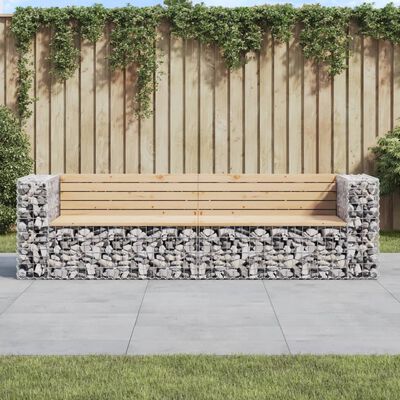 vidaXL Garden Bench Gabion Design 244x71x65.5 cm Solid Wood Pine