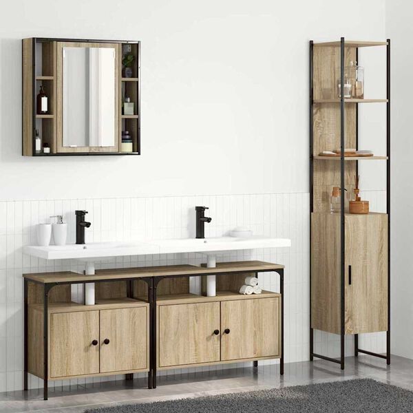 vidaXL Bathroom Furniture Set 4 pcs Sonoma Oak Engineered Wood