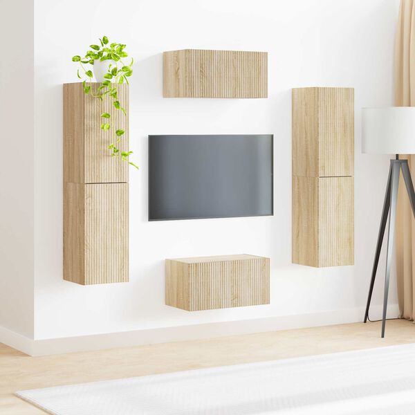 vidaXL TV Cabinet Set 6 pcs Sonoma Oak Engineered Wood