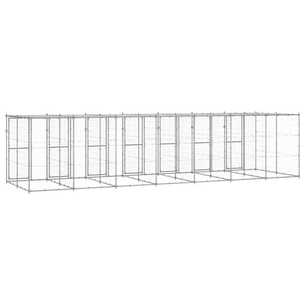 vidaXL Outdoor Dog Kennel Galvanised Steel with Roof 16.94 m&sup2;