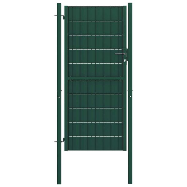 vidaXL Fence Gate PVC and Steel 100x164 cm Green