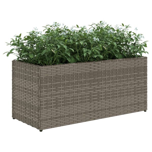 vidaXL Garden Planters with 2 Pots 2 pcs Grey 72x30x32 cm Poly Rattan