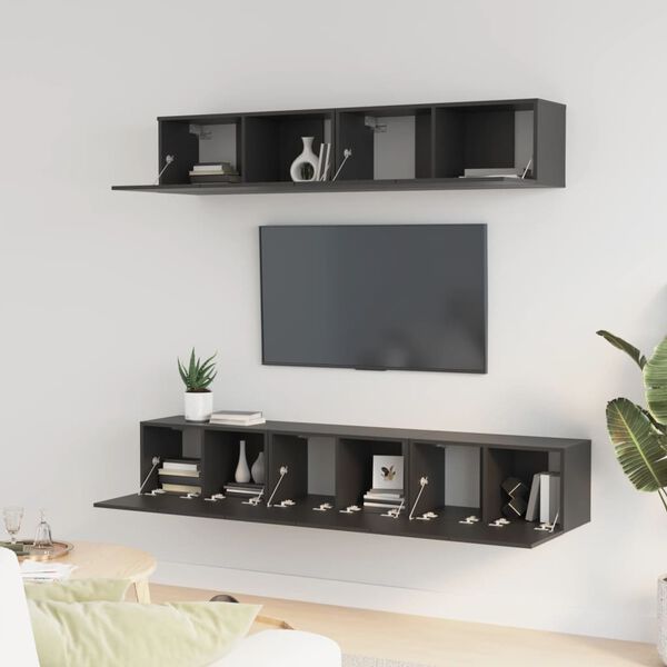 vidaXL 5 Piece TV Cabinet Set Black Engineered Wood