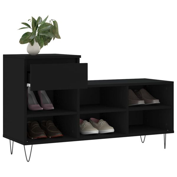 vidaXL Shoe Cabinet Black 102x36x60 cm Engineered Wood