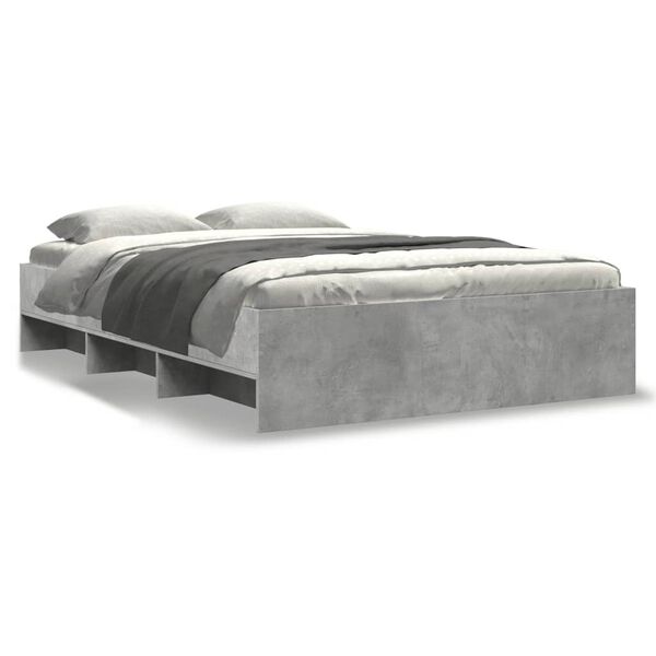 vidaXL Bed Frame without Mattress Concrete Grey 140x190cm Engineered Wood