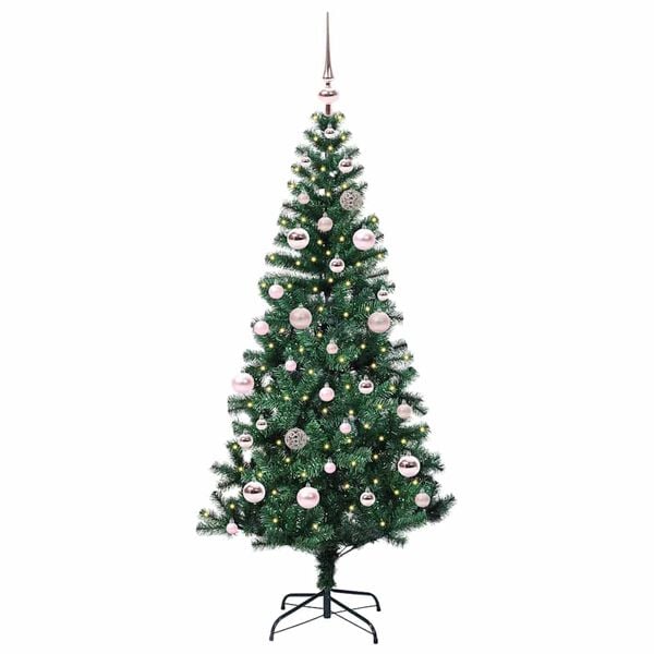 vidaXL Artificial Pre-lit Christmas Tree Green 150 cm PVC and Metal