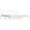 vidaXL Metal Bed Frame without Mattress with Headboard White 200x200cm
