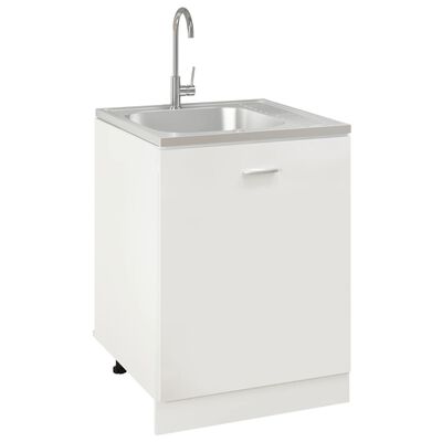 vidaXL Kitchen Sink with Drainer Set Silver 600x600x155 mm Stainless Steel