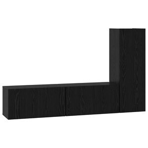 vidaXL TV Cabinet Set 3 pcs Black Oak Engineered Wood