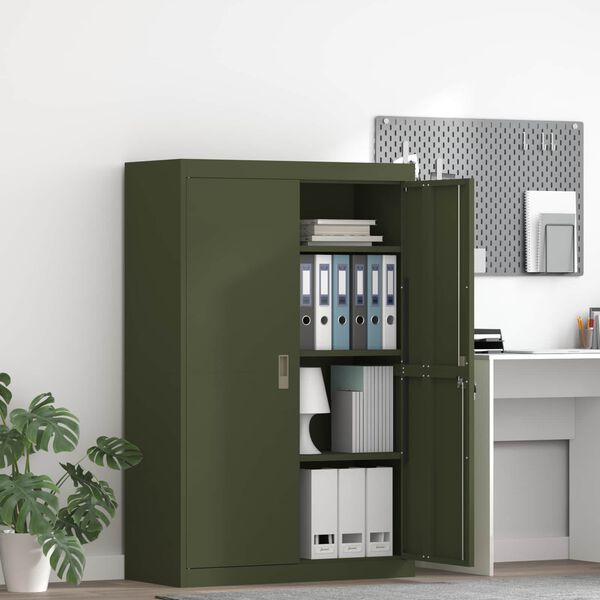 vidaXL Storage Cabinet 2 pcs Olive Green 90 x 40 x 140 cm Steel