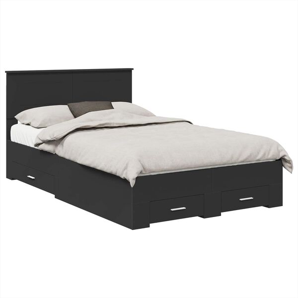 vidaXL Bed Frame with Headboard Black 120 x 200 cm Engineered Wood