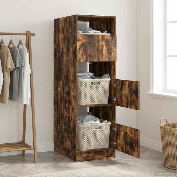 vidaXL Laundry Cabinet Smoked Oak 50 x 68 x 162 cm Engineered wood