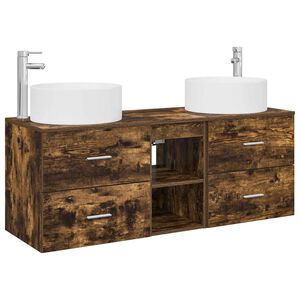 vidaXL Bathroom Furniture Set 3 pcs Smoked Oak 49.5 x 44.5 x 65.5 cm