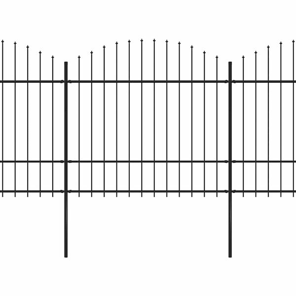 vidaXL Garden Fence with Spear Top Steel (1.5-1.75)x15.3 m Black