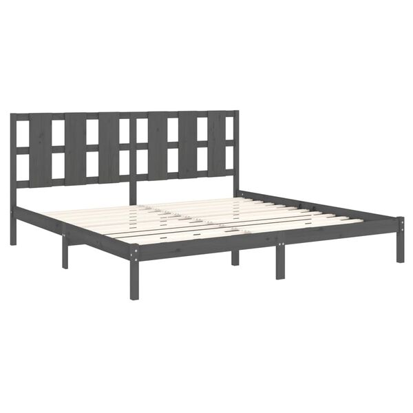 vidaXL Bed Frame without Mattress Grey 200x200 cm Solid Wood Pine