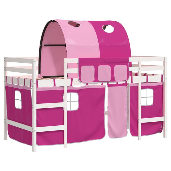 vidaXL Kids' Loft Bed with Tunnel without Mattress Pink 90x200cm