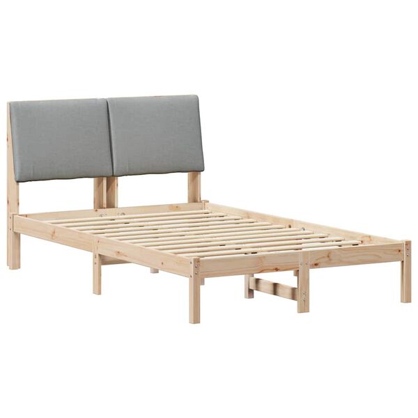 vidaXL Bed frame Brown and light grey 120 x 190 cm Solid pine wood