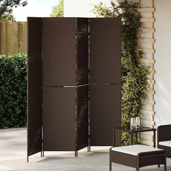 vidaXL Room Divider Folding Manual Brown 195 x 180 cm Poly Rattan