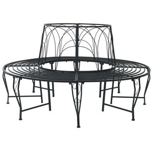 vidaXL Tree Bench 8-Seater &Oslash; 160 x 89 cm Steel Black Round