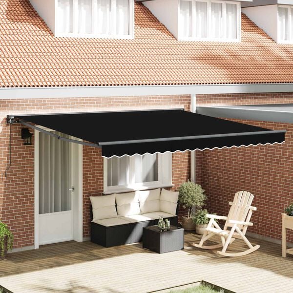 vidaXL Retractable Awning Black 400 x 300 cm Aluminium and Fabric