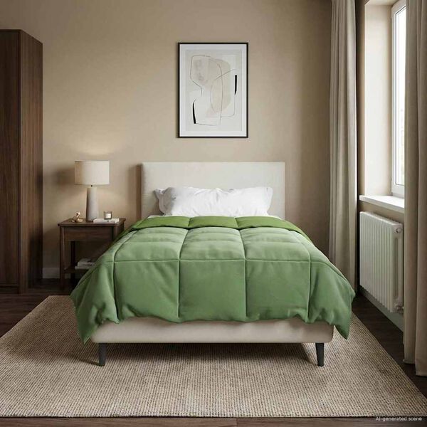 vidaXL Full Year Duvet Quilted Green 140 x 220 cm Microfiber
