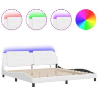 vidaXL Bed Frame with LED Lights White 200x200 cm Faux Leather