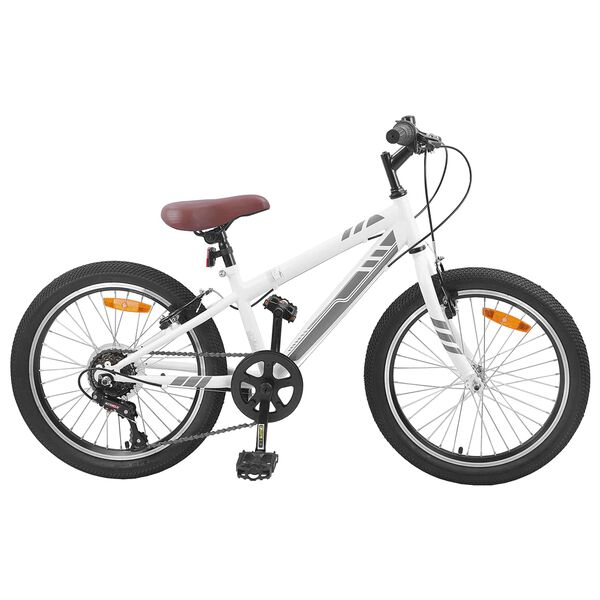 vidaXL Mountain Bike 24'' 6-Speed for 8-12 Years Old White