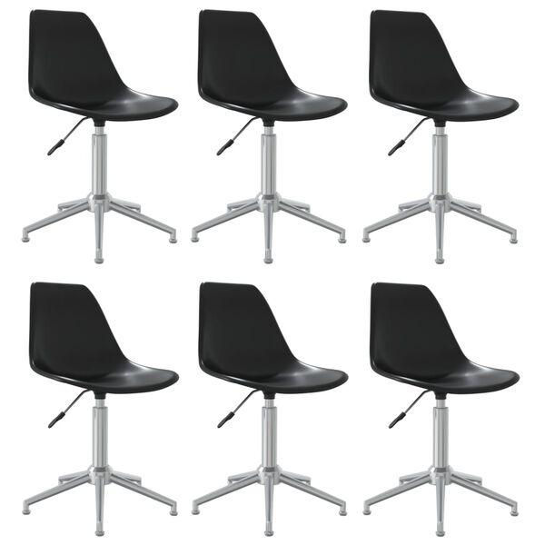vidaXL Swivel Dining Chairs 6 pcs Black PP