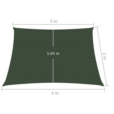 vidaXL Sunshade Sail 160 g/m² Dark Green 3/4x2 m HDPE