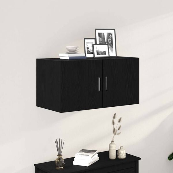 vidaXL Wall Cabinet Black Oak 80x39x40 cm Engineered Wood