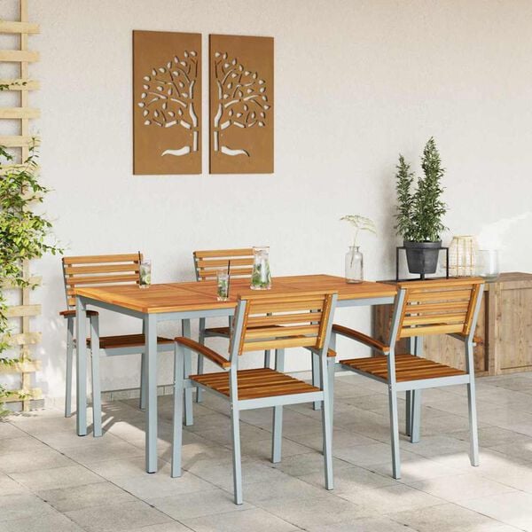 vidaXL Garden Dining Set 5 pcs Grey and brown