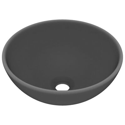 vidaXL Luxury Bathroom Basin Round Matt Dark Grey 32.5x14 cm Ceramic